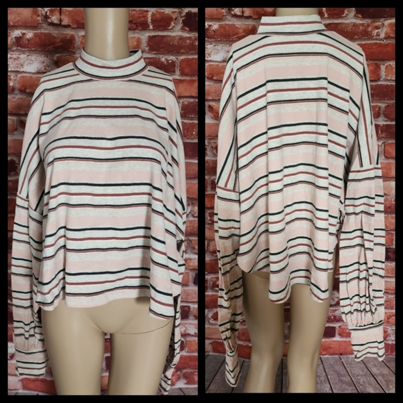 Free People Steph Striped Shirt Large NWT - Picture 7 of 8